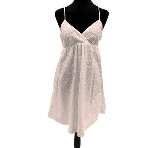 Vtg Y2K Babydoll Dress Womens M White‎ Eyelet Cotton Embroidered Old Money Beach